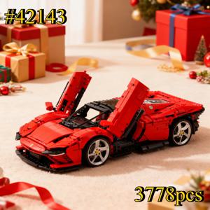레드 슈퍼카 모델 42143 빌딩 블록 세트 레고 호환 입자 크리스마스 선물용 3778개