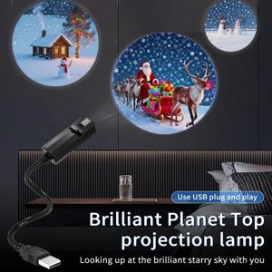 회전식 LED 야간 조명 USB 크리스마스 프로젝터 조명 장면 천장 크리스마스 장식을 위한 프로젝터 전환 가능한 패턴 디자인