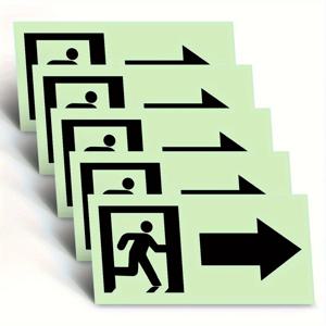 5개의 우회로 표지판, 비상 대피를 위한 발광 형광 탈출 안전 표지판 - 다기능 장식 표시기