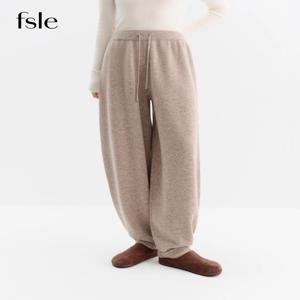FSLE 여유로운 핏의 하이웨이스트 드로스트링 니트 랜턴 팬츠 여성용 신상 겨울 스타일 2025 인스 한국 스타일