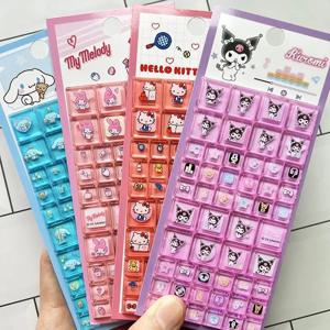 애니메이션 헬로 키티 3D 스퀘어 스티커 전화기 노트북 수하물 장식 크리스탈 젤리 스티커 창의적인 DIY 라인스톤 데칼 장난감