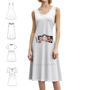 3D 시로 데드맨 한국 스타일 캐주얼 드레스 여성용 심플 데일리 오피스 레이디 드레스 데드맨 시로 애니메이션 블러드 산그레 레드