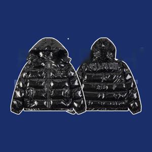 FSTU 탈부착 가능한 모자 PU 가죽 두꺼운 따뜻한 외투 광택 표면 패셔너블한 청소년용 나일론 오리털 재킷 지퍼 클로저