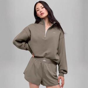 스포티 긴팔 후드티 여성 피트니스 요가복 스탠드 칼라 하프 지퍼 두꺼운 트리아세테이트 섬유 캐주얼 탑