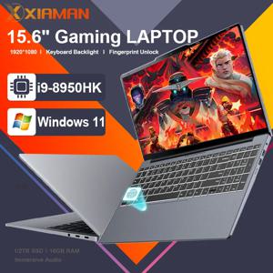 15.6인치 게이밍 노트북 컴퓨터 윈도우 11 인텔 코어 i9 8950HK 16GB 램 1TB 2TB SSD 지문 인식 잠금 해제 노트북 백라이트