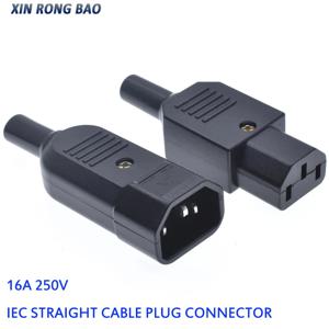 16A 250V IEC 직선 케이블 플러그 커넥터 C13 C14 암 수 플러그 재배선 가능 전원 커넥터 3 핀 AC 소켓 산업용 플러그 BK
