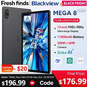 블랙뷰 MEGA 8 태블릿 13인치 FHD+ 90Hz 디스플레이 AI 11000mAh 256GB/512GB 안드로이드 15 50MP 카메라 4개 박스 스피커 4G 패드 PC