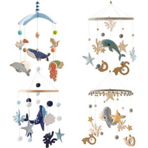 신생아 아기 딸랑이 장난감 0-12 개월 부드러운 펠트 고래 침대 벨 유아 모바일 어린이 침대 교수형 뮤지컬 회전 목마 장난감 소년 소녀 선물