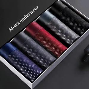 5pcs/남자 속옷 여름 얼음 실크 속옷 플러스 사이즈 팬티 멋진 통기성 섹시한 복서 팬티 메쉬 컴포트 속옷 L-5XL