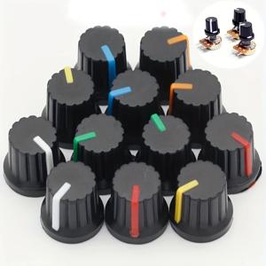 30 개/몫 WH148 전위차계 손잡이 15X17mm 6mm 전위차계 플라스틱 손잡이 캡 5 색 노란색 주황색 파란색 흰색 빨간색