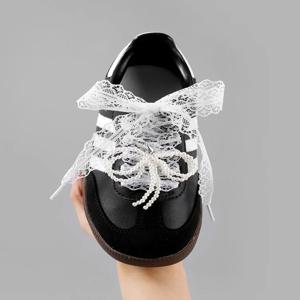 멋진 레이스 2.9CM 너비 ​​운동화 용 플랫 신발 끈 여성용 신발 끈 캐주얼 신발 블랙 화이트 신발 끈 액세서리