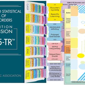 DSM-5-TR용 색상 코드 DSM-V-TR 색인 탭(정렬 가이드 및 장애 설명 시트 및 빈 탭 포함) (100개)