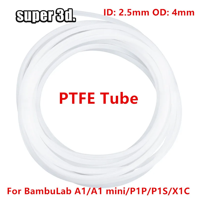 1/2/50M Bambu Lab PTFE 튜브 ID 2.5mm OD 4mm P1P AMS A1 미니 테프론토 파이프 1.75mm 3D 프린터용 BambuLab A1/A1 mini/P1P/P1S/X1C