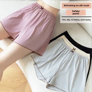 잠옷 바지 여성 얼음 실크 바지 여름 얇은 레깅스 느슨한 통기성 플러스 사이즈 소녀 홈 반바지 흰색 잠옷 바지 숙녀