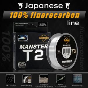 SeaKnight 브랜드 MANSTER T2 시리즈 100% 플루오로카본 낚시 라인 100M, 탄소 섬유 라인 3-35LB 업그레이드 싱킹 라인 바다 낚시