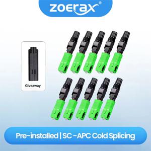 ZoeRax 10PCS SC APC FTTH 재사용 가능한 융합 광섬유 광 콜드 어댑터 연결 도구 용 광섬유 퀵 커넥터 내장