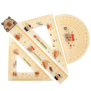 4 개/대 새로운 아크릴 Capybara 세트 눈금자 그리기 도구 사무 용품 직선 눈금자 귀여운 만화 소프트 눈금자 세트 학생 선물