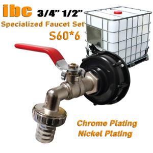 S60x6 굵은 나사 IBC 탱크 탭 커넥터 X 1/2 ''3/4'' 워터 커플 링 어댑터 1000L 가든 홈 교체 밸브 피팅