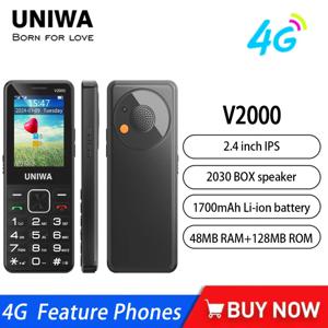 UNIWA V2000 4G 키패드폰 2.4인치 큰 버튼 큰 소리 듀얼 SIM 1700mAh 러시아 히브리어 키보드 노인용 피처폰