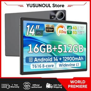 구글 플레이 지원 14인치 태블릿 PC 안드로이드 14 태블릿 16+512GB 전화 통화 BT 5G WiFi 패드 히브리어/러시아어 글로벌 언어