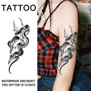 1Pc Ram 해골과 뱀 방수 임시 문신 스티커, 1 ~ 2 주 동안 오래 지속되는 방수, 팔, 다리 용.