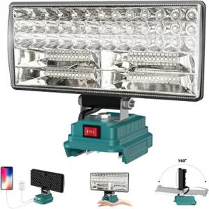 8인치 무선 LED 작업등 휴대용 LED 손전등 (작업, 캠핑, 야외 활동용) 2단계 밝기 조절 가능, 마키타 배터리 호환