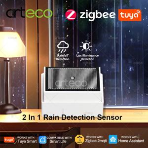 2 in 1 지그비 빗감지 센서 (조명 감지기 포함) 빗방울 센서, 투야 스마트 라이프 홈 어시스턴트 Zigbee2MQTT와 호환