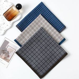 3/6Pcs 순수 코튼 남성용 손수건 비즈니스 격자 무늬 포켓 타월 염색 새틴 스트립 얇은 땀 패션 트렌드 43cm