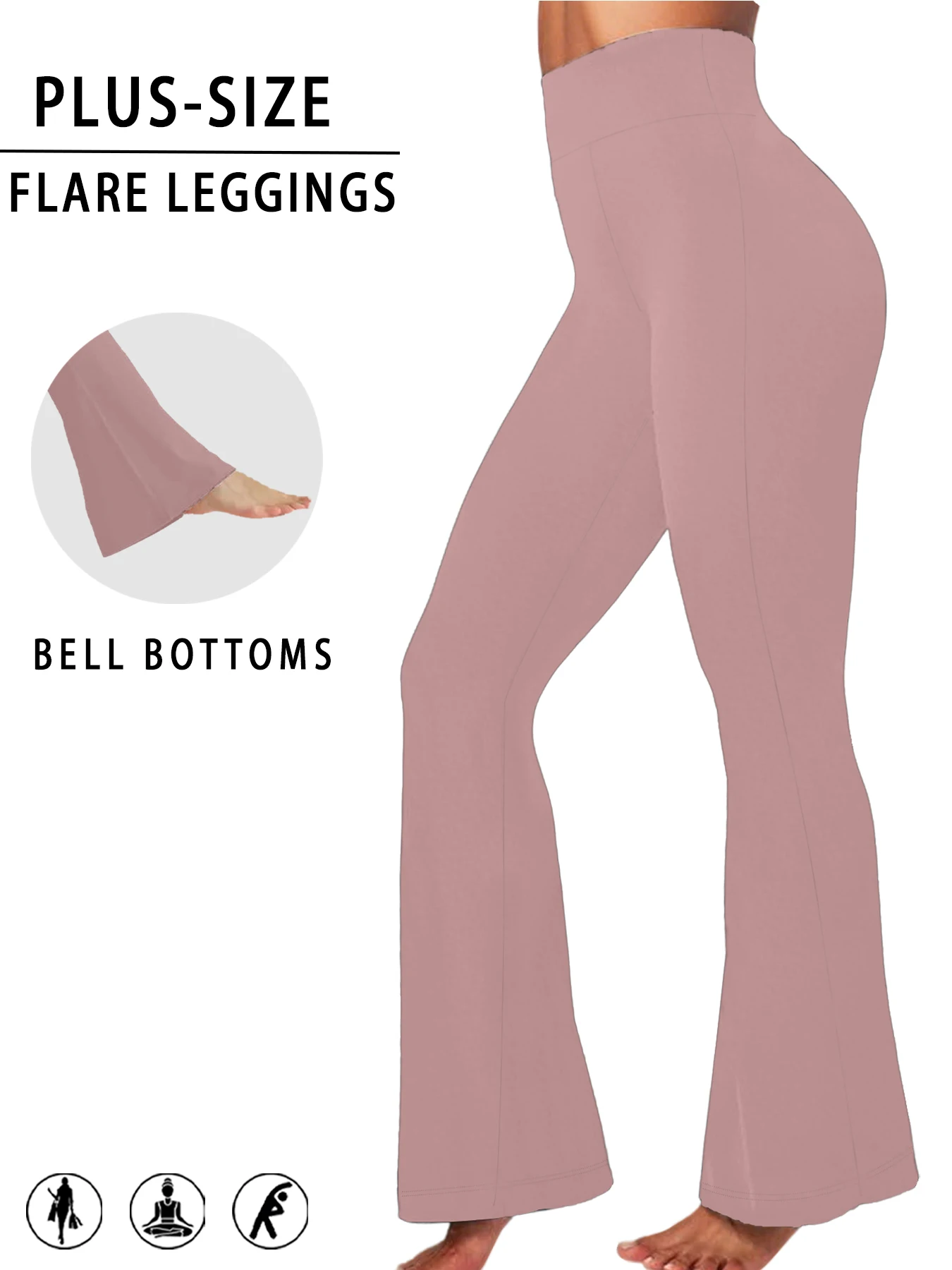 플러스 사이즈 여성용 슈퍼 소프트 하이 웨이스트 플레어 팬츠, 레깅스 배꼽 컨트롤 소프트 부츠 레그 벨 바닥 러닝