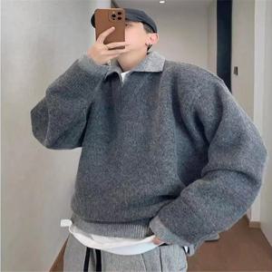 미국 레트로 브이넥 니트웨어 루즈핏 긴팔 남성 스타일 레이지 스타일 아우터웨어 트렌디 가을 겨울 캐주얼 탑