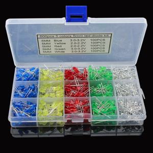 100/300/500PCS 3MM 5MM 발광 다이오드 전자 키트 박스 F3 F5 LED 다이오드 다양한 키트 흰색 녹색 빨간색 파란색 노란색