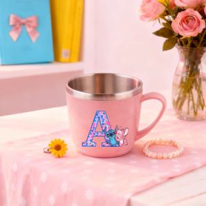 스티치 엔젤 스테인리스 스틸 물컵 소녀용 귀여운 알파벳 A-Z 칫솔컵 어린이용 가정용 패션 우유 물병 어린이 선물