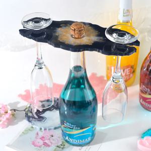 DIY 불규칙한 와인 랙 수지 금형 크리스탈 에폭시 수지 금형 실리콘 레드 와인 트레이 금형 모양의 와인 유리 랙 코스터 금형