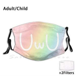 Uwu-파스텔 레인보우 성인 키즈 방진 필터 Diy 마스크, Uwu Kawaii Face Sugoi 핑크 레인보우 파스텔 일본 귀여운 페이스 마스크
