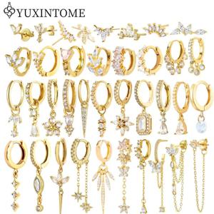 여자 925 스털링 실버 귀 바늘 크리스탈 지르콘 물방울 스터드 후프 골드 Huggie 귀걸이 프리미엄 럭셔리 파티 쥬얼리