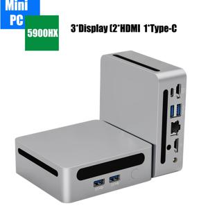 AMD 게이밍 미니 PC 라이젠 7 7730U 9 5900HX, 윈도우 11 프로, 2x DDR4, 2x NVMe 게이머 데스크탑 컴퓨터, HTPC WiFi6 BT5.2, 3x8K 디스플레이