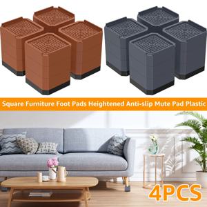 4 인치 침대 라이저 3 층 헤비 듀티 테이블 다리 익스텐더 분리형 조절 식 가구 라이저 사각형 높이 발 패드 피트