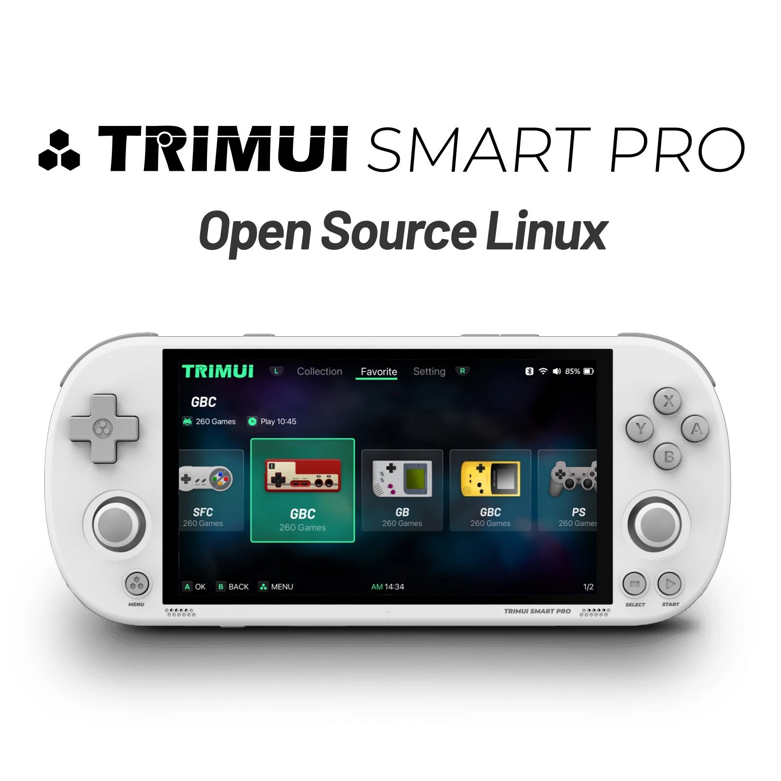 Trimui Smart Pro 휴대용 게임 콘솔 4.96''IPS 스크린 Linux 시스템 조이스틱 RGB 조명 Smartpro 레트로 비디오 게임 플레이어 선물