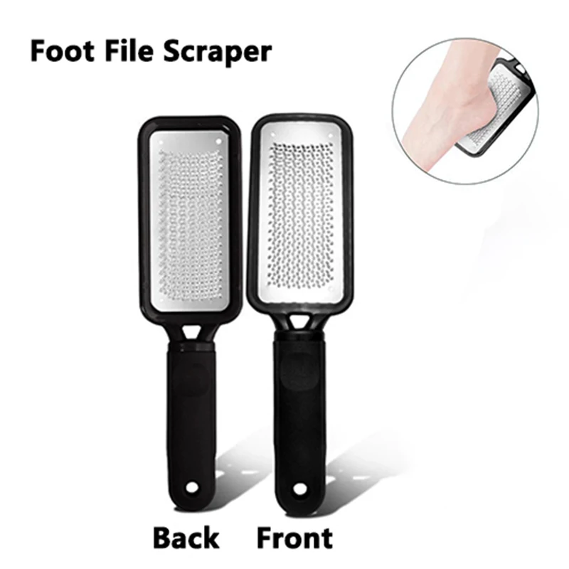 1 조각 발 파일 스크러버 죽은 피부 캘러스 리무버 스테인레스 스크레이퍼 피트 케어 청소 도구