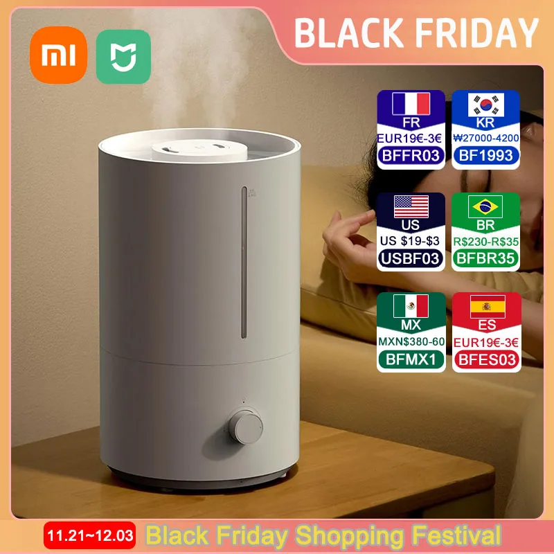 Xiaomi Mijia 가습기 2 300mL/h 가습 4LLarge 용량 절묘한 안개 제조기 물 추가 홈 습도 조절 저소음