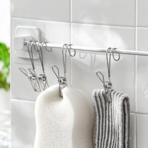 후크와 10pcs 스테인레스 스틸 Clothespins 후크와 금속 스프링 클립 사무실 부엌 욕실에 대 한 유니버설 교수형 클립