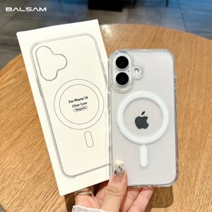 아이폰용 맥세이프 마그네틱 무선 충전 클리어 케이스, 아이폰 16, 15, 14, 13, 12 미니, 11 프로 맥스, X, XS, XR, 7, 8 플러스 커버, 포장 포함