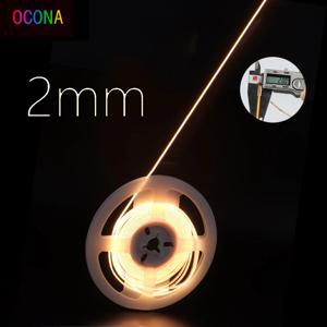 궁극의 얇은 2mm COB LED 스트립 라이트 DIY 공예 캐비닛 선반용 12V 필라멘트 따뜻한/차가운 백색 유연한 선형 테이프 라이트 바