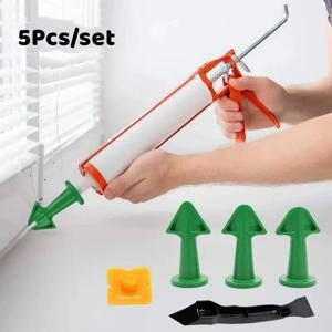 Prodrill 5Pcs 코킹 도구 키트 실리콘 코킹 노즐 애플리케이터 마무리 세트 그라우트 실란트 리무버 마무리 스크레이퍼 Edger