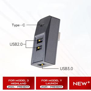Tesla New Model Y Launch Juniper 2025 Model 3 Highland 2024 Type-C 포트 분배기 도킹 스테이션 데이터 용 글러브 박스 USB 허브