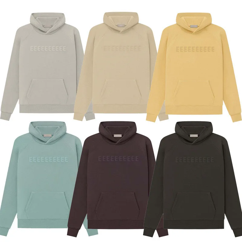 시즌 9 더블 라인 남성 후드 클래식 가슴 디자인 실리콘 편지 고품질 까마귀 느슨한 하이 스트리트 커플 스웨터 세트