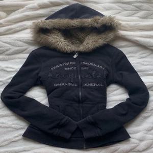 빈티지 편지 모피 칼라 후드 티셔츠 가을 겨울 지퍼 Y2K 레트로 양털 자켓 하라주쿠 자수 플러시 다크 패션