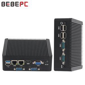 BEBEPC 2LAN4COM 미니 PC(N2840/J2900 DDR3L RAM SSD 지원 RS232/485 WiFi, 6xUSB 1xHDMI 산업용 컴팩트 컴퓨터 포함)