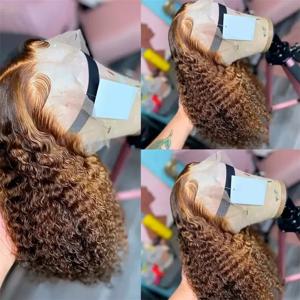 딥 웨이브 하이라이트 13x4 HD 레이스 프론트 밥 가발 워터 웨이브 인모 레이스 프론탈 가발 10-16인치 4/27 컬러 프리플럭 헤어 밥