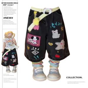 여름 여성 Shoujo Jorts Abi Tide 하라주쿠 한국 청바지 반바지 Kpop 2000년대 세련된 데님 바지 그런지 Y2k 일본 streetwear